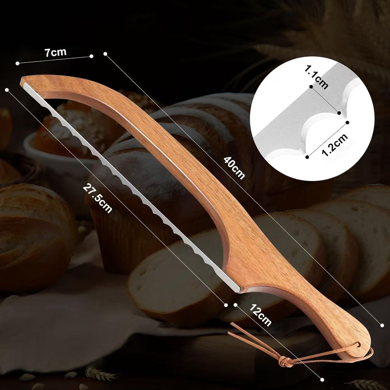 Utility Bread Knife with Solid Wood Handle