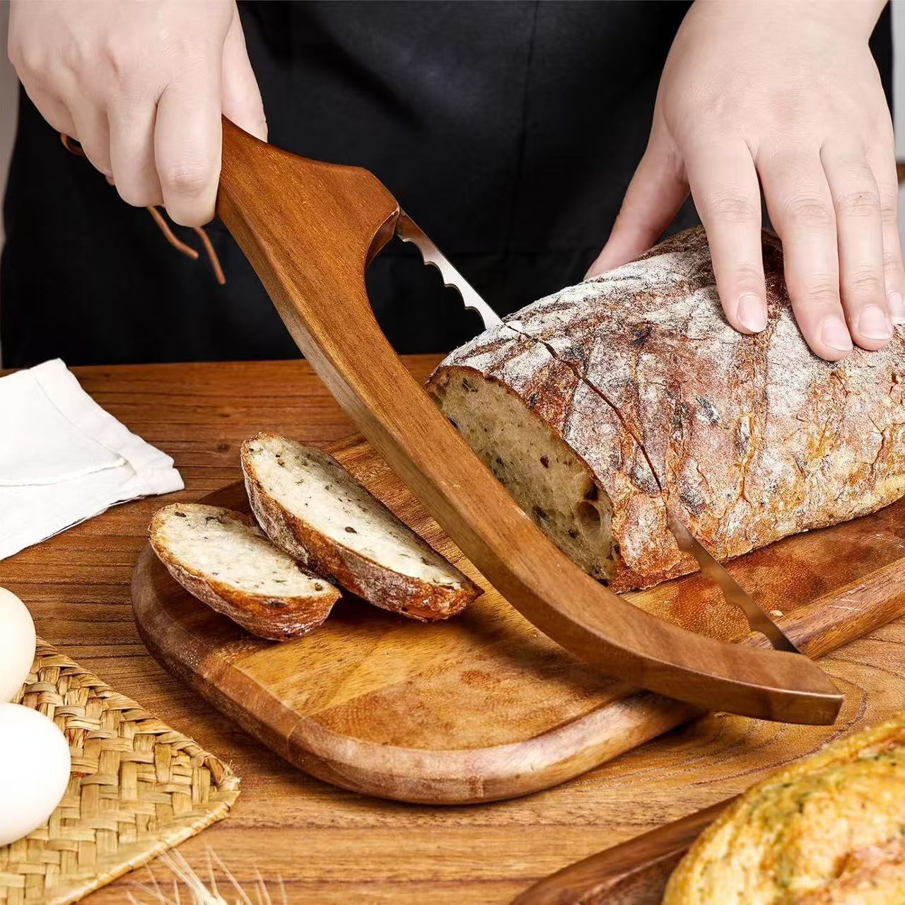 Utility Bread Knife with Solid Wood Handle