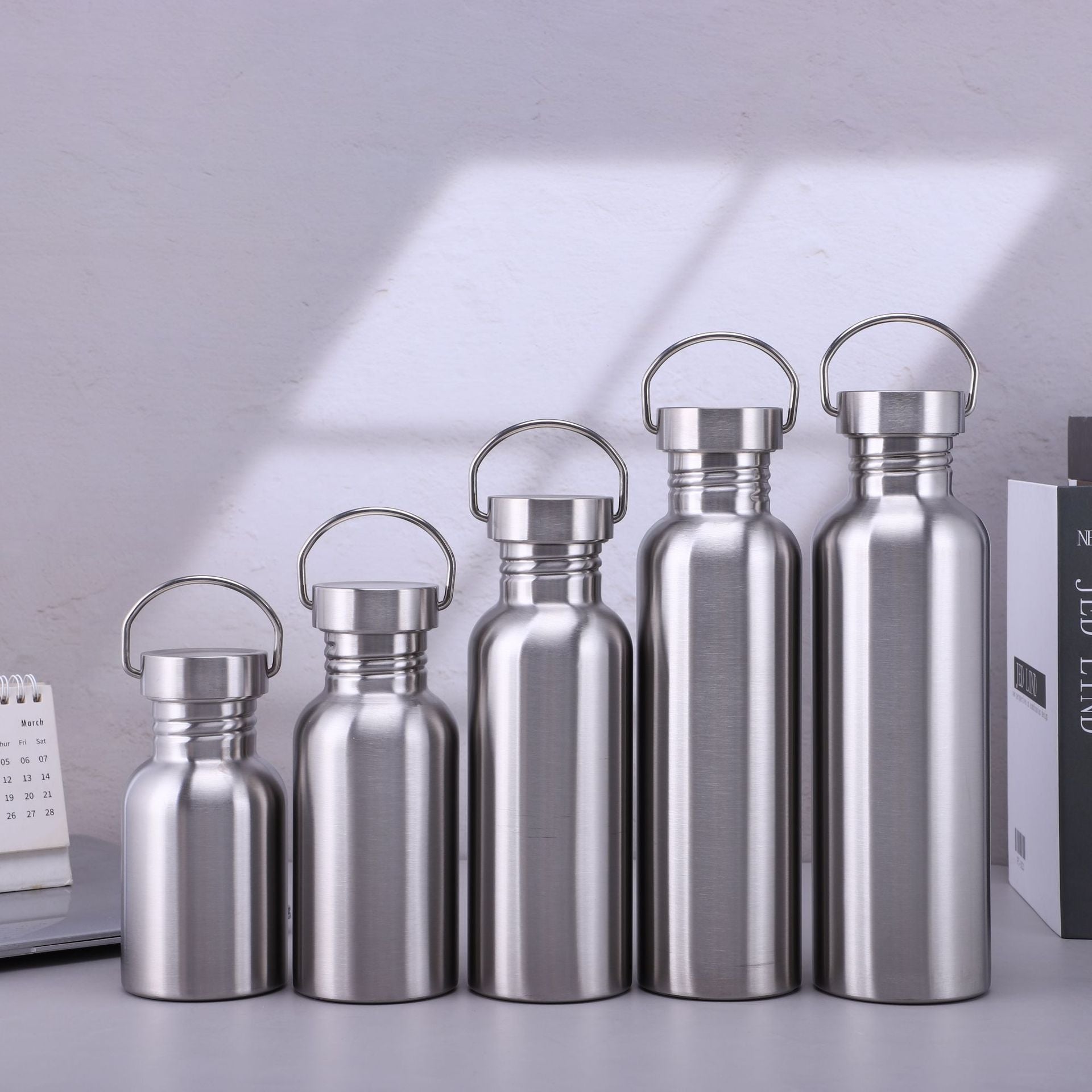 304 Stainless Steel Water Cup Sports Kettle Outdoor Portable Large Capacity Kettle Stainless Steel Single Layer American Style Large Mouth Bottle